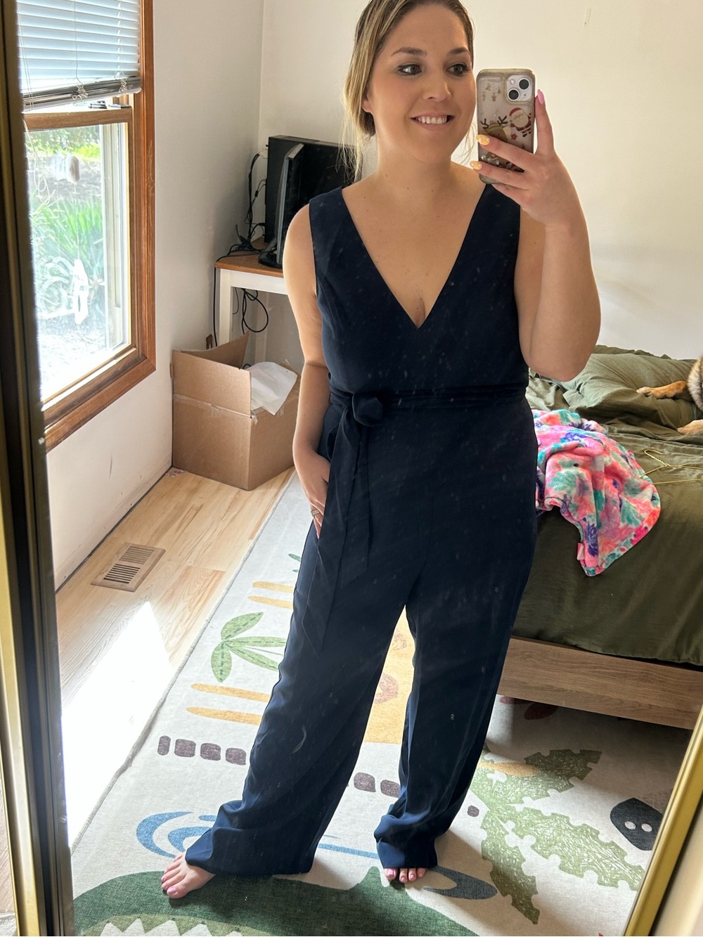 Worn 1x true navy blue Lilly Pulitzer jumpsuit
